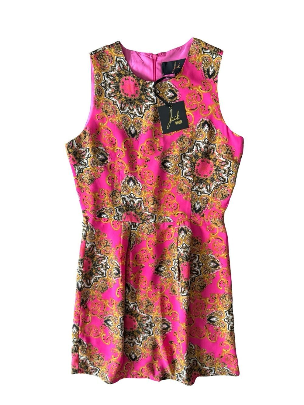 Jack by BB Dakota Pink Paisley Shift Dress Size 4 Sleeveless Mini Boho Mod